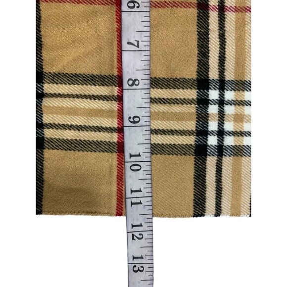Women's Plaid Tan Long Scarf - Picture 3 of 3